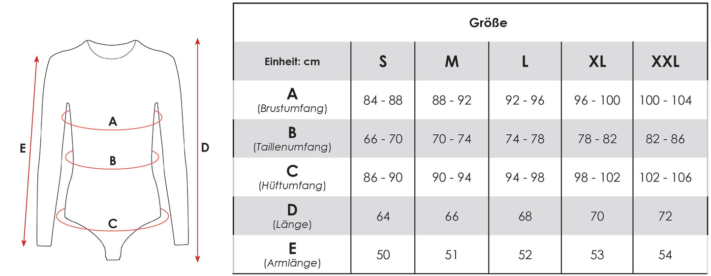 Stringbody Langarmbody Tüll