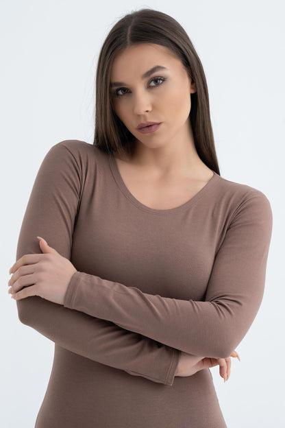 Evoni Long Sleeve Bodysuit Crew Neck