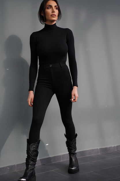 Eleganter Langarmbody aus Baumwolle mit Hochkragen – Vielseitiger Stylingpartner