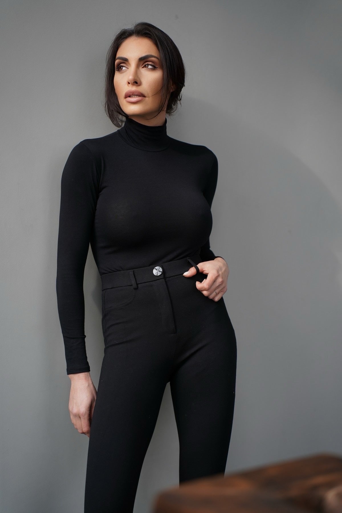 Eleganter Langarmbody aus Baumwolle mit Hochkragen – Vielseitiger Stylingpartner