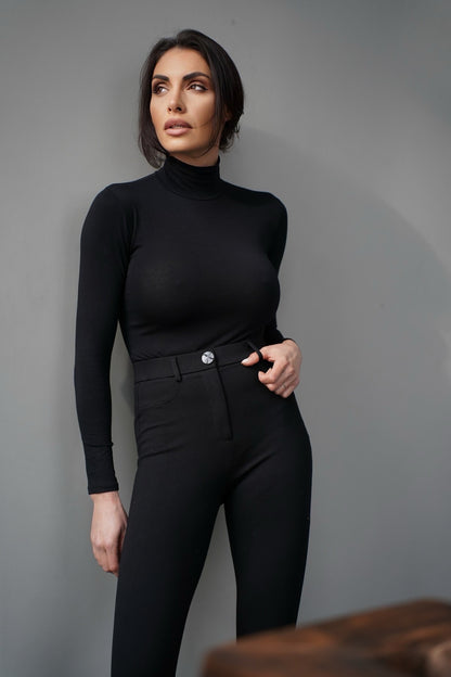 Eleganter Langarmbody aus Baumwolle mit Hochkragen – Vielseitiger Stylingpartner