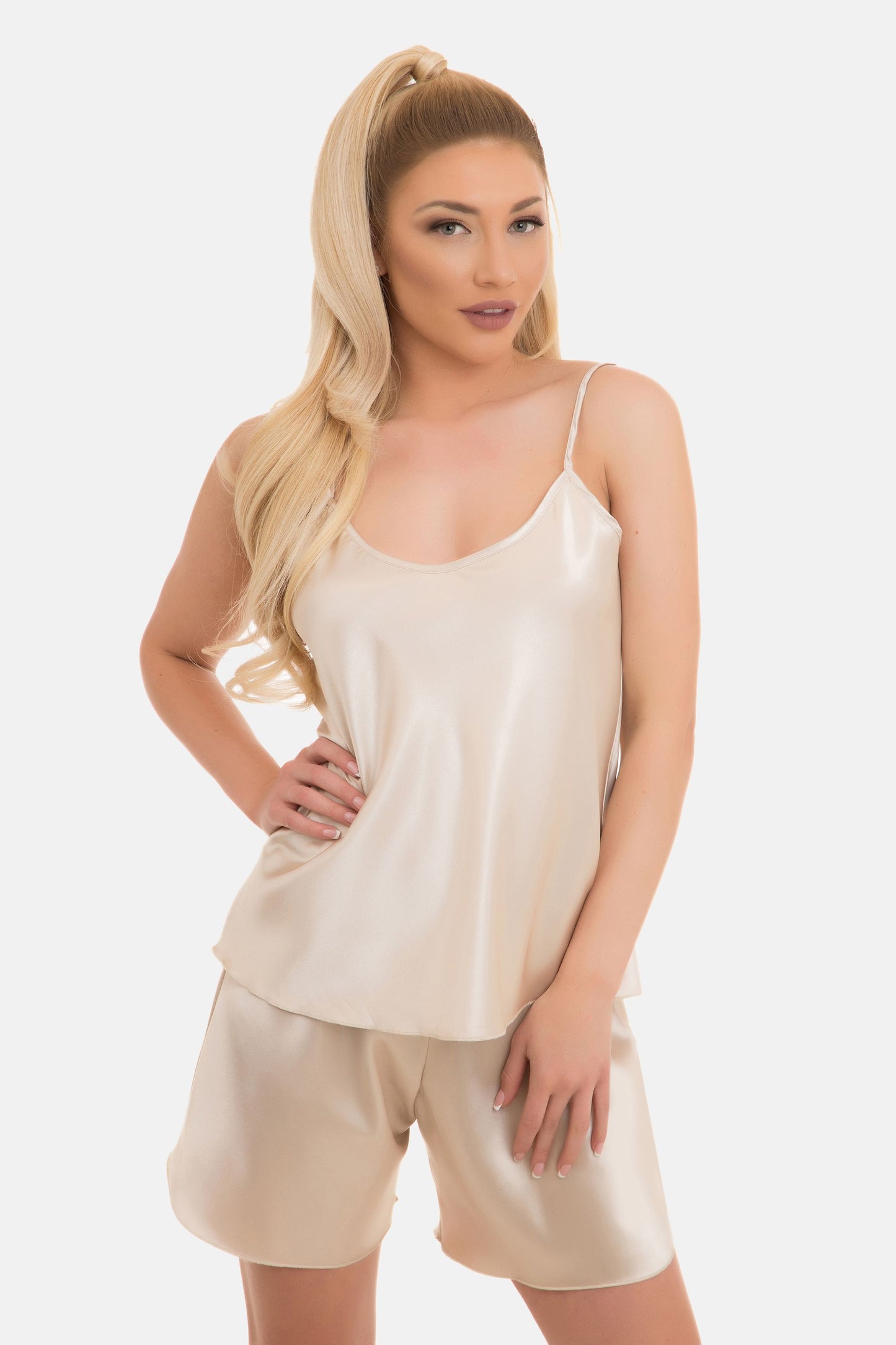 Satin Pyjama Set Kurze Hose