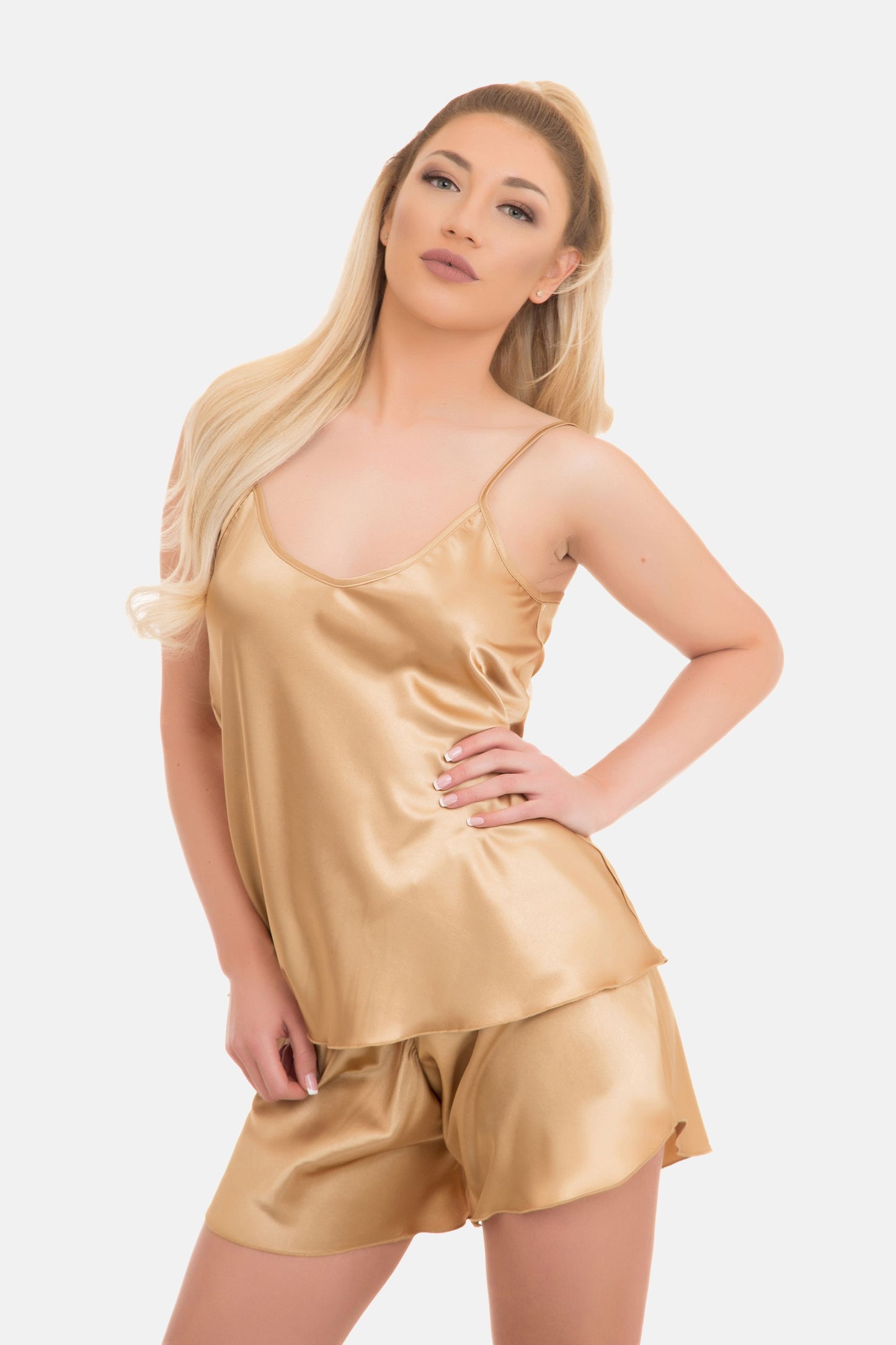 Satin Pyjama Set Kurze Hose