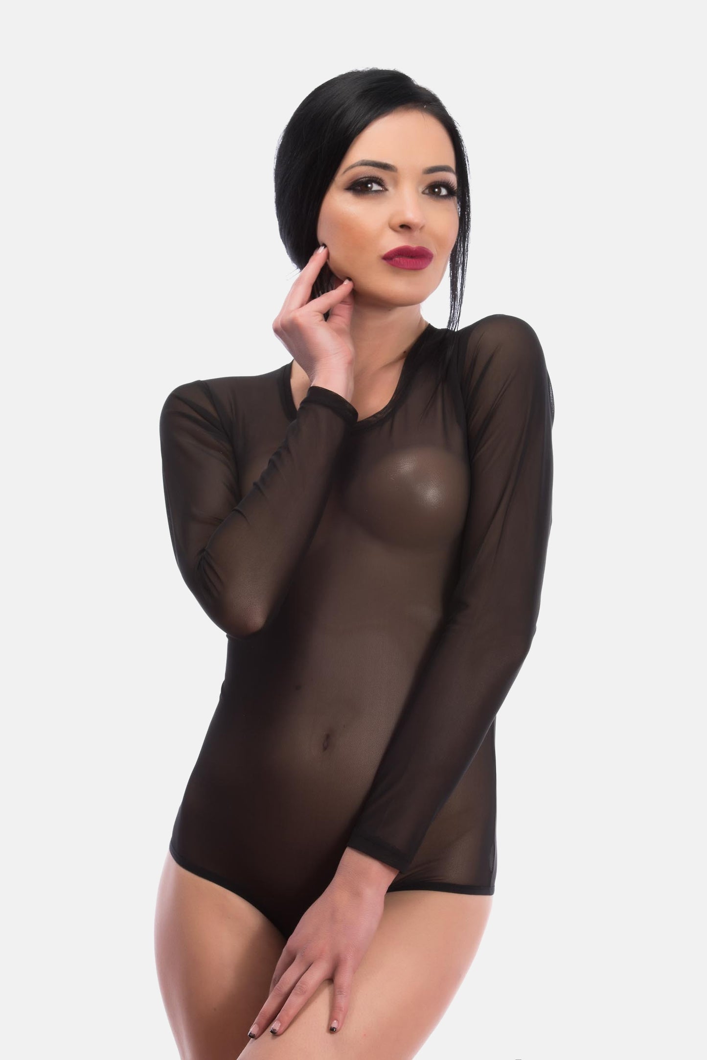 Stringbody Langarmbody Tüll