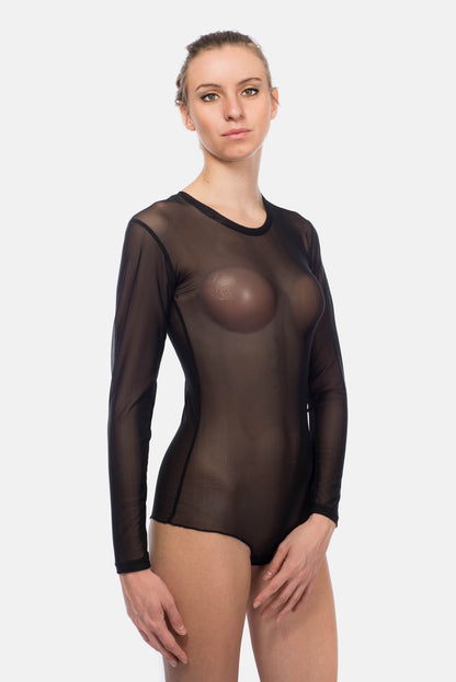 Damen Langarmbody transparent