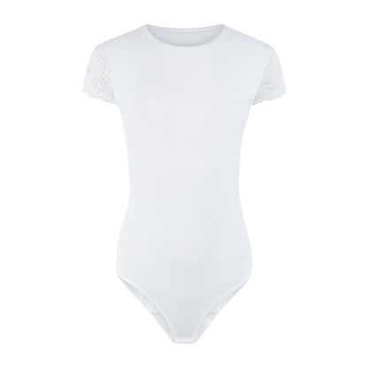 Body mit hohem Rundkragen & Spitze