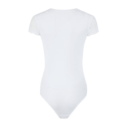 Body mit hohem Rundkragen & Spitze