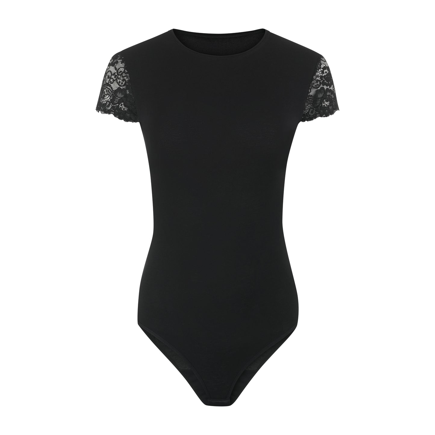 Body mit hohem Rundkragen & Spitze