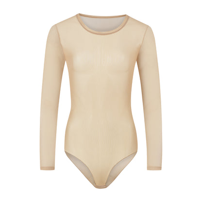 Damen Langarmbody transparent