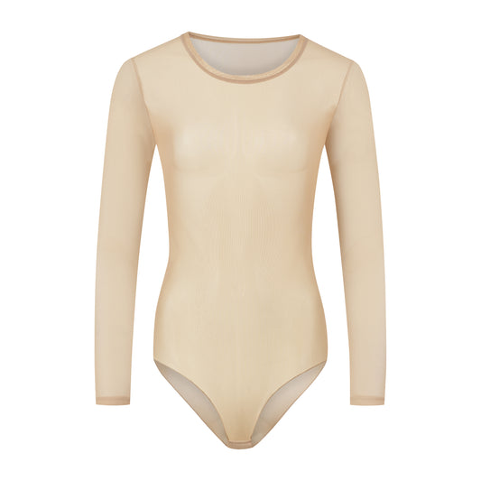 Damen Langarmbody transparent