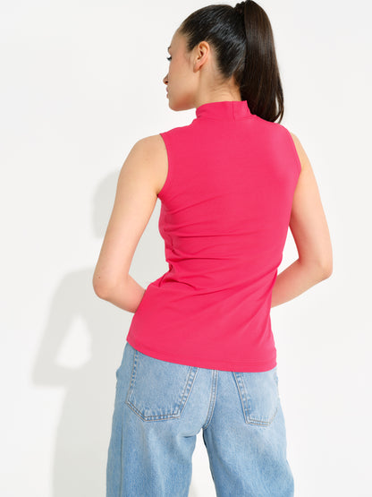 Basic Shirt ärmellos Halbkragen Tank-Top