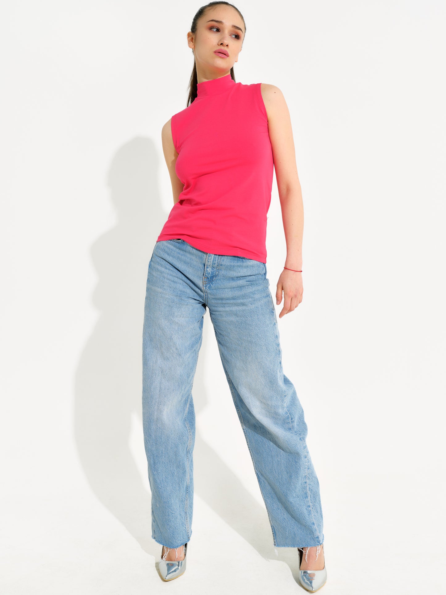 Basic Shirt ärmellos Halbkragen Tank-Top