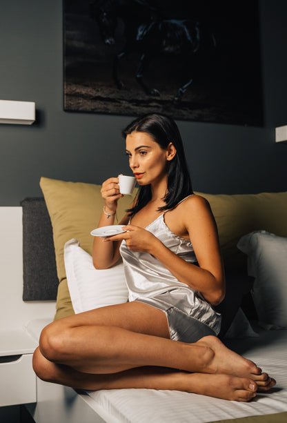 Satin Pyjama Set Kurze Hose