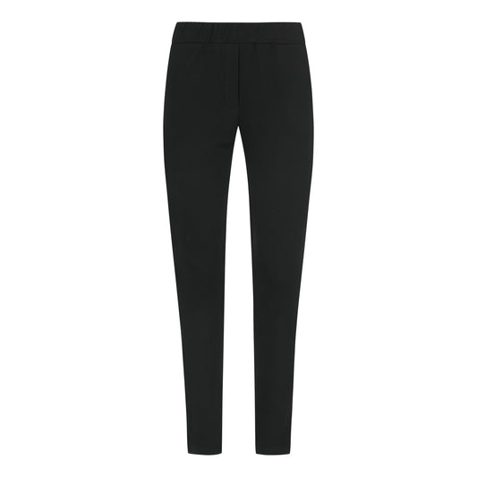 Stoffhose Damen schwarz, elegante Schlupfhose mit elastischem Bund, schmal geschnittene Business Hose
