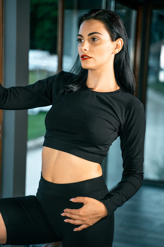 Crop Top Langarmshirt Bauchfrei