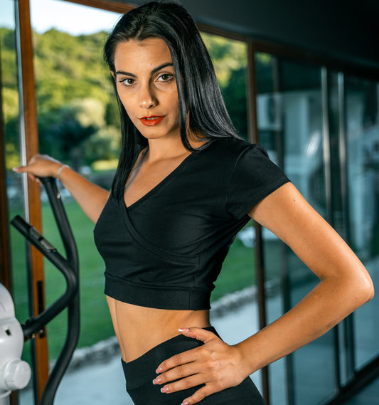 Crop Top Kurzarmshirt aus Baumwolle Bauchfrei