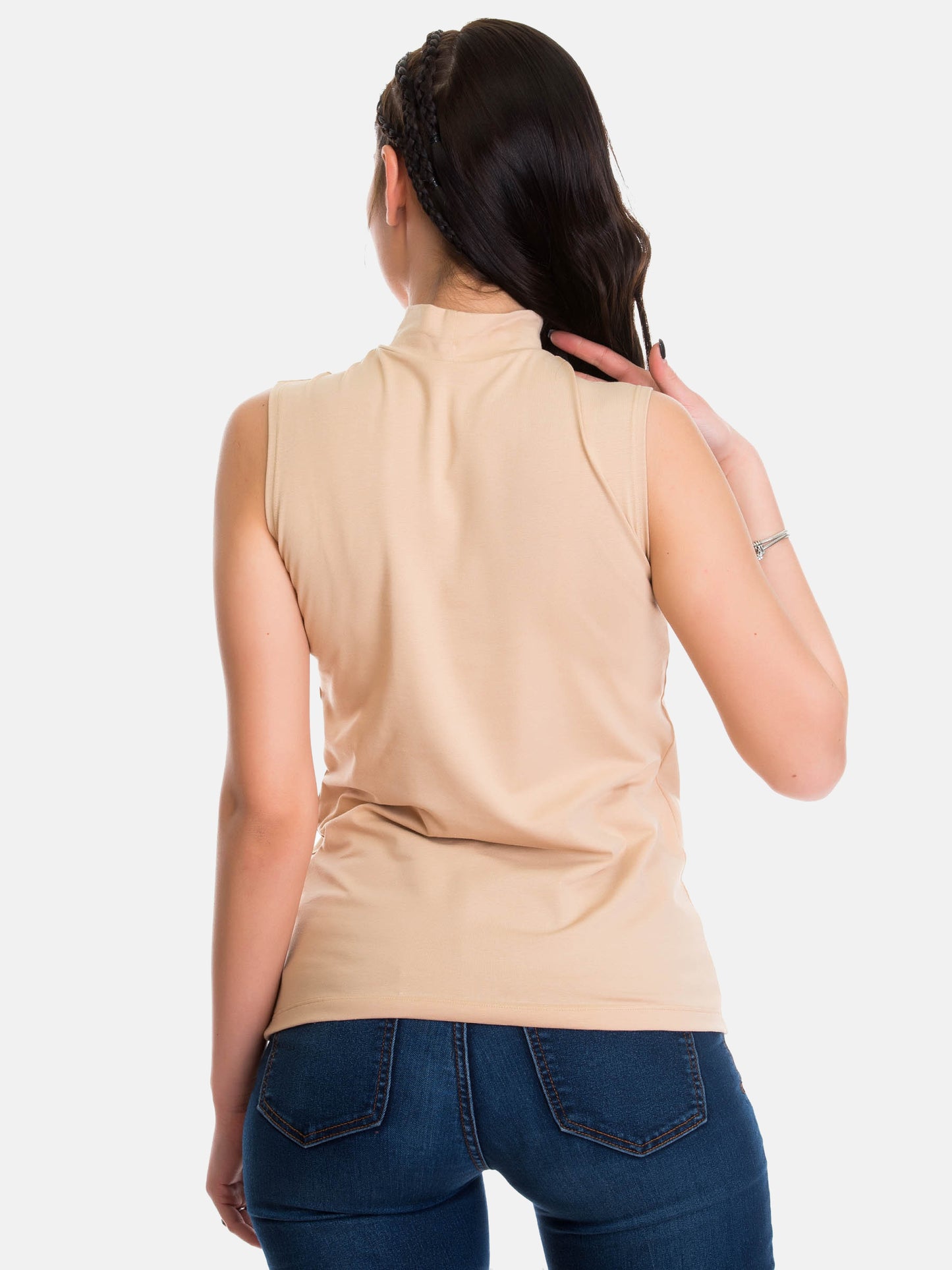 Basic Shirt ärmellos Halbkragen Tank-Top