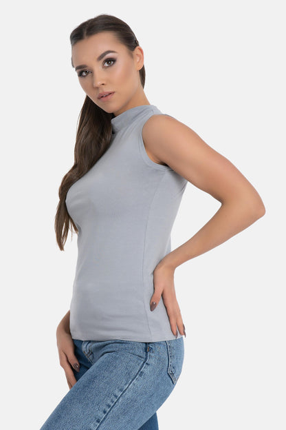 Basic Shirt ärmellos Halbkragen Tank-Top