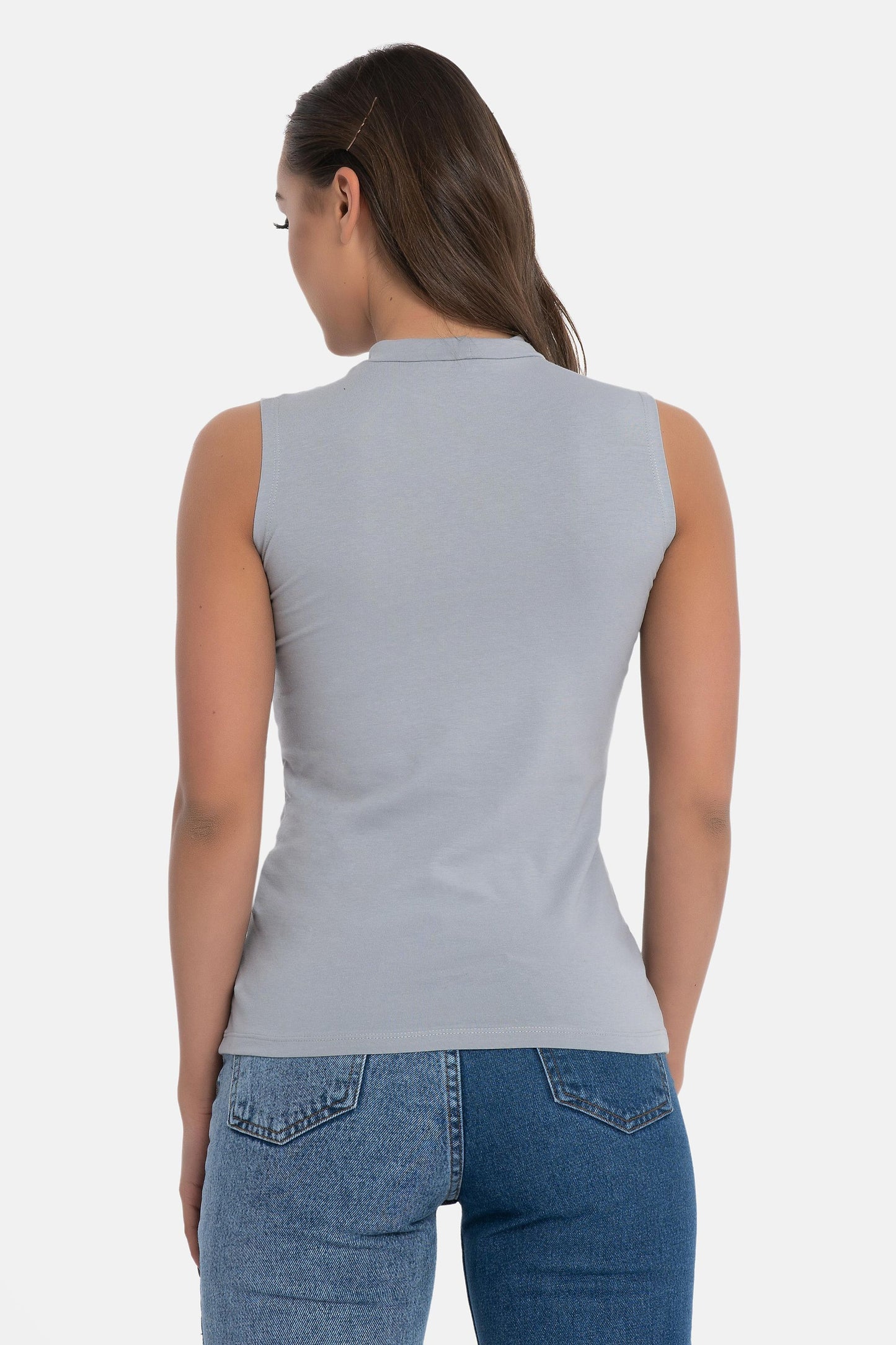Basic Shirt ärmellos Halbkragen Tank-Top