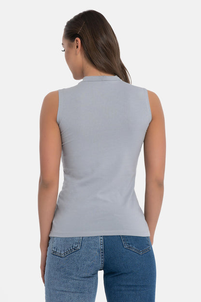 Basic Shirt ärmellos Halbkragen Tank-Top