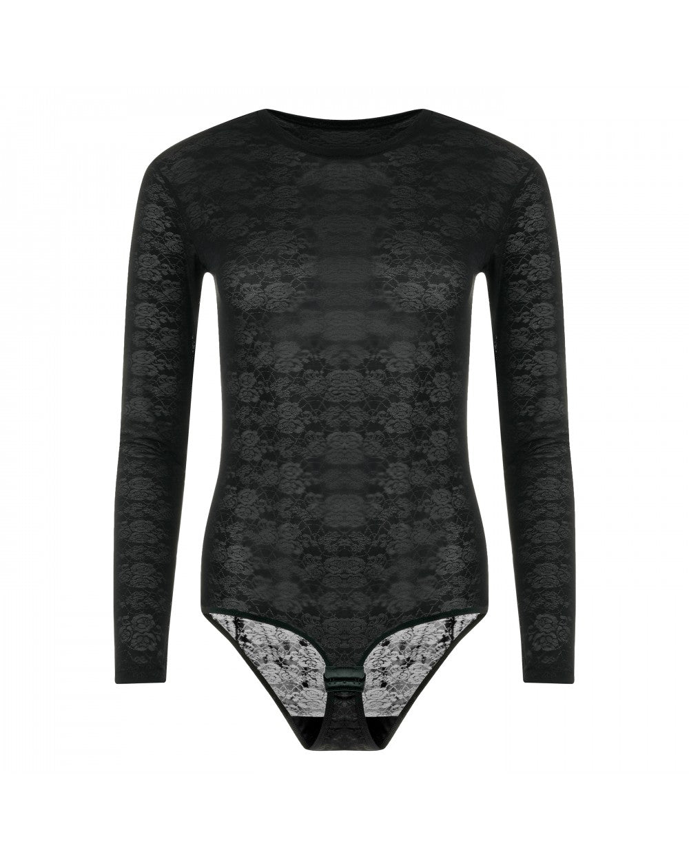 Evoni Eleganter Tüll-Body mit Blumenmuster aus Flock