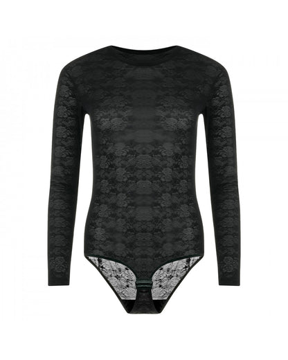 Evoni Eleganter Tüll-Body mit Blumenmuster aus Flock