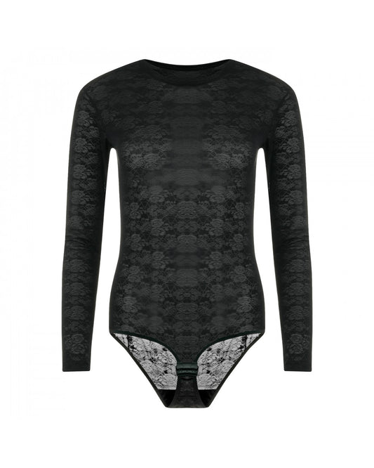 Evoni Eleganter Tüll-Body mit Blumenmuster aus Flock