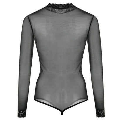 Langarmbody Stringbody Spitzenkragen Tüll