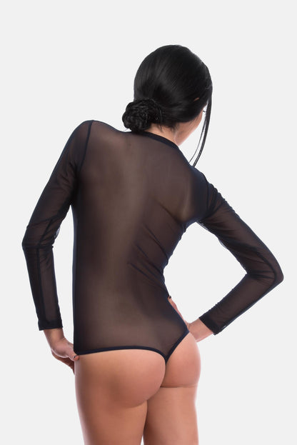 Stringbody Langarmbody Tüll