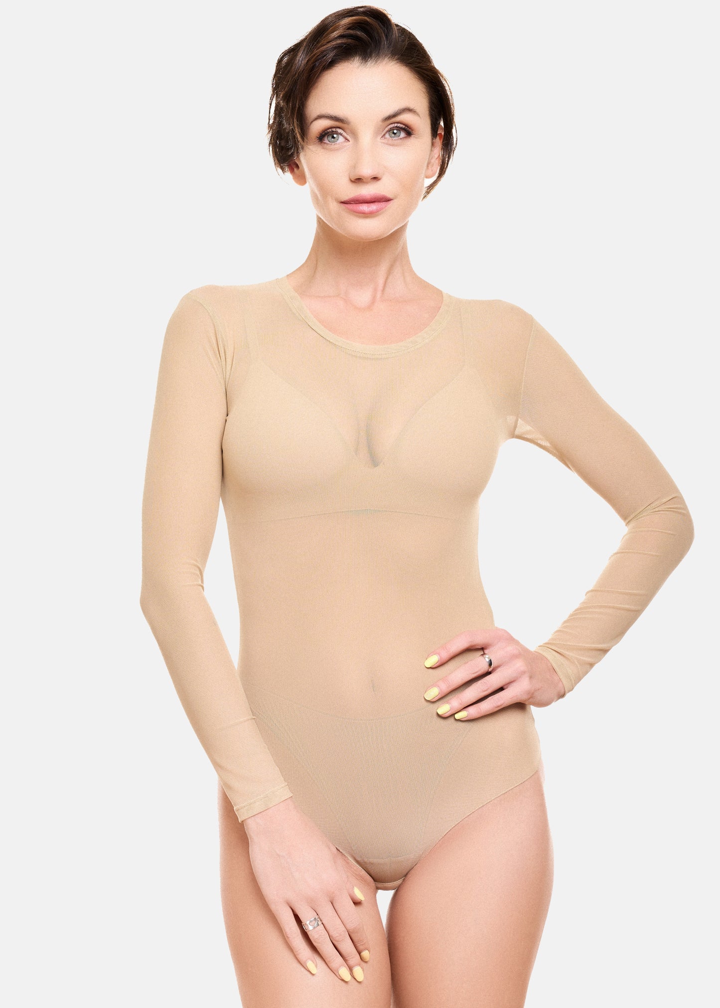 Damen Langarmbody transparent