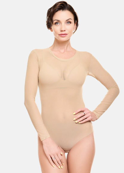 Damen Langarmbody transparent