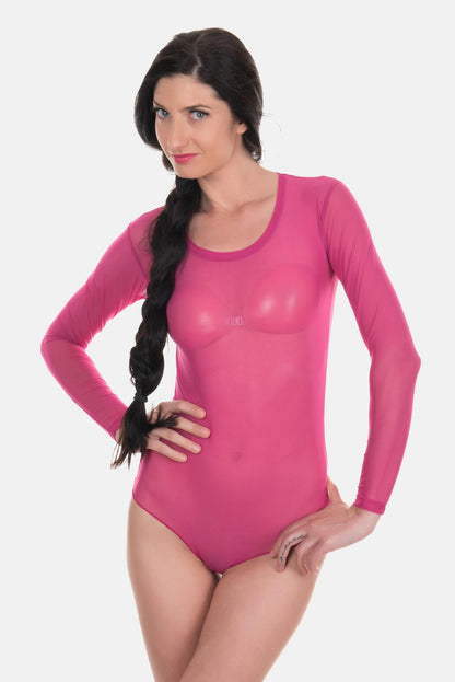 Damen Langarmbody transparent