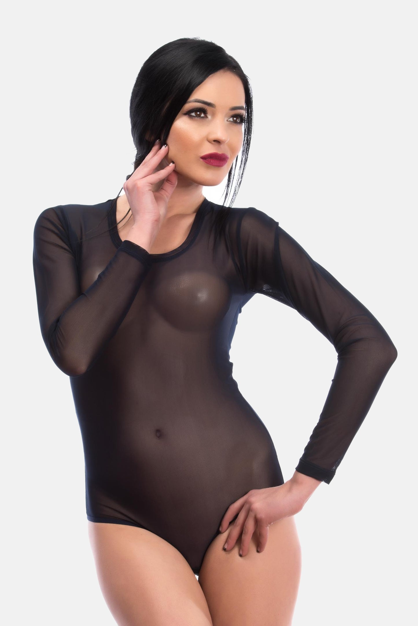 Stringbody Langarmbody Tüll