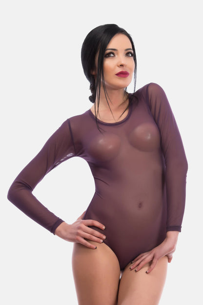 Damen Langarmbody transparent