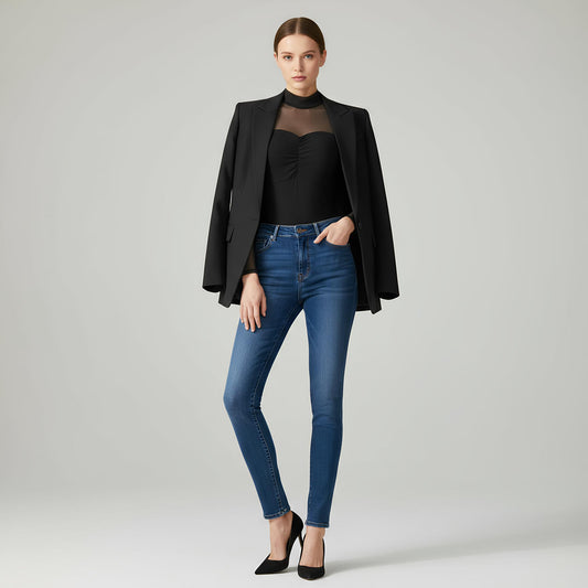 Formender Damen-Body aus Tüll und Baumwolle mit Bauch-weg-Effekt