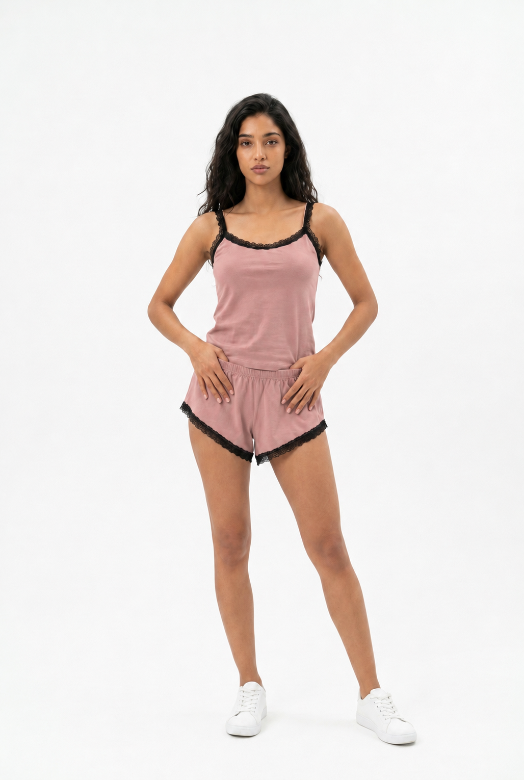 Damen Pyjama kurz aus Baumwolle mit Spaghettiträgern – 2-teilig