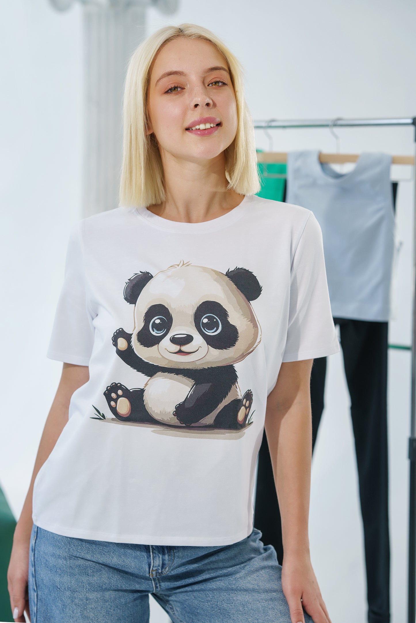 Evoni Damen T-Shirt aus weichem Baumwollstoff mit modischem Frontdruck