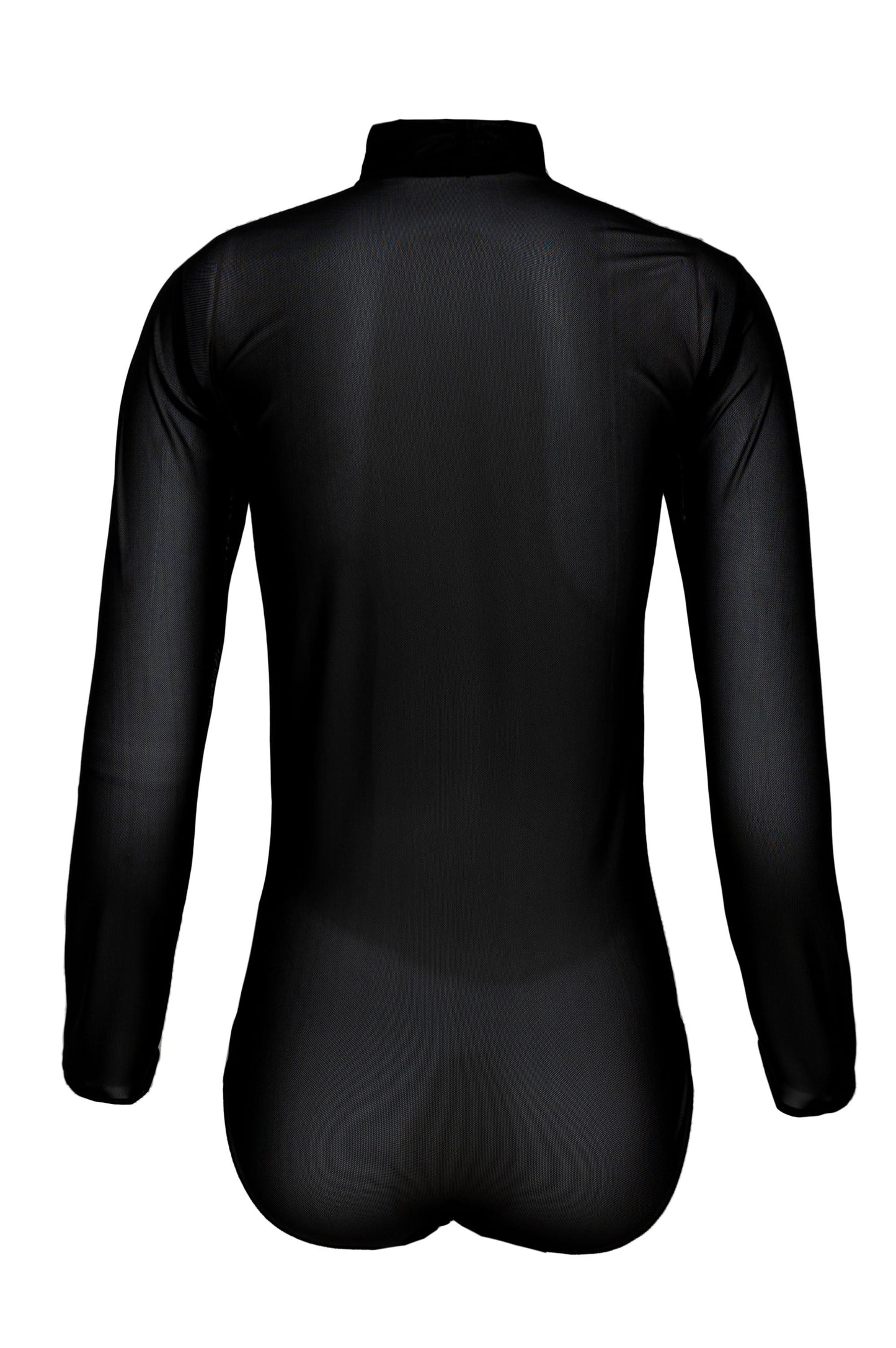 Damen Langarmbody Halbkragen transparent