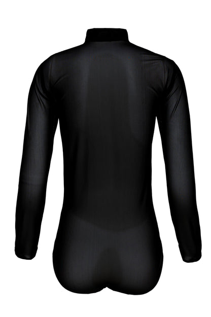 Damen Langarmbody Halbkragen transparent