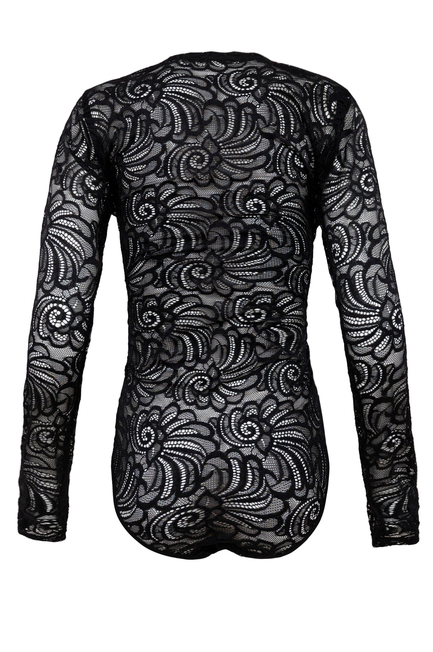 Damen Langarmbody Spitze Rundhals