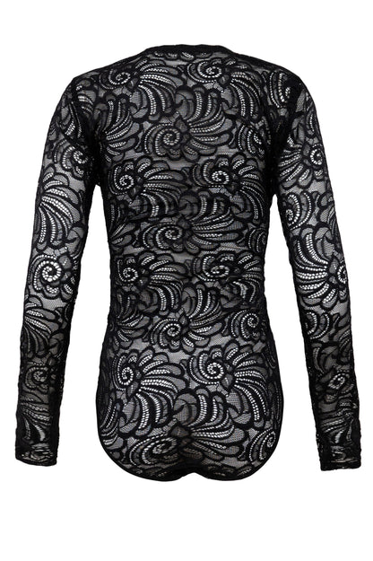 Damen Langarmbody Spitze Rundhals