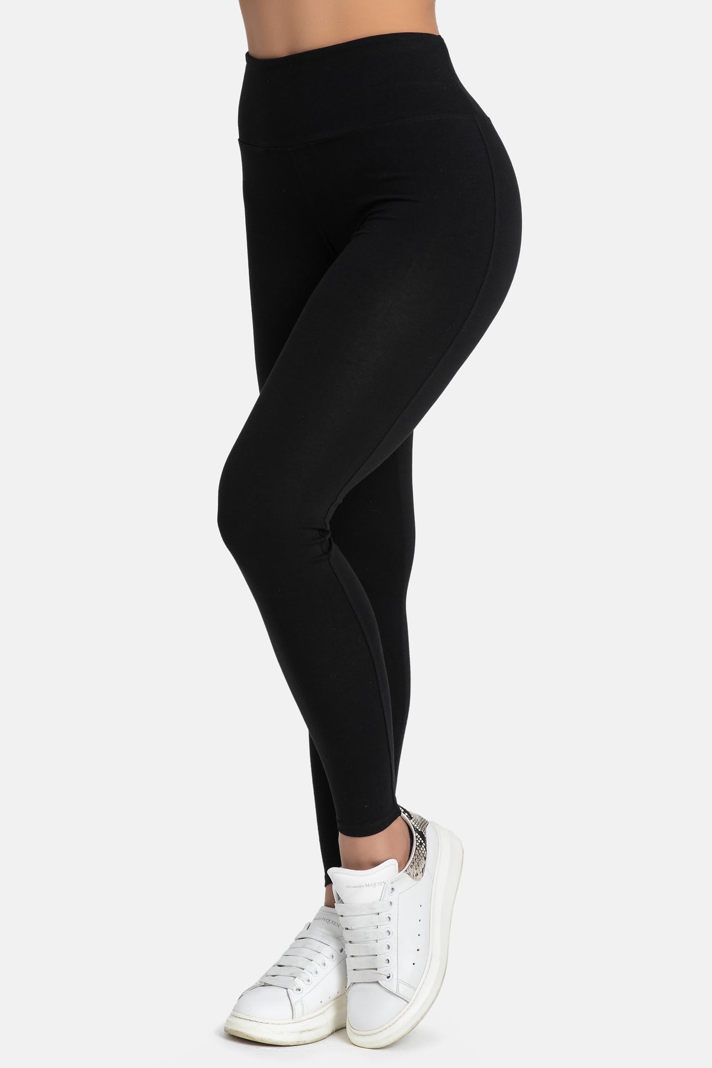 Damen Leggings aus Baumwolle mit hohem Bund