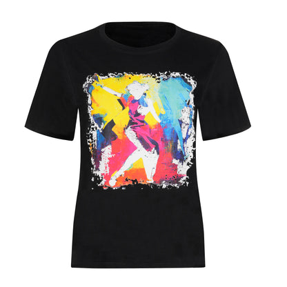 Evoni Damen T-Shirt aus weichem Baumwollstoff mit modischem Frontdruck