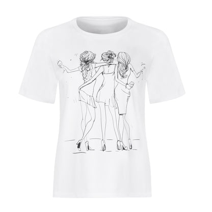 Evoni Damen T-Shirt aus weichem Baumwollstoff mit modischem Frontdruck
