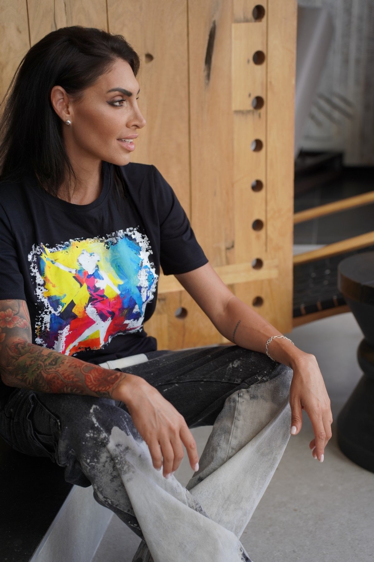 Evoni Damen T-Shirt aus weichem Baumwollstoff mit modischem Frontdruck