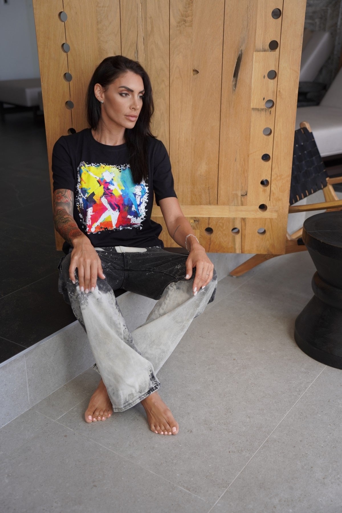 Evoni Damen T-Shirt aus weichem Baumwollstoff mit modischem Frontdruck